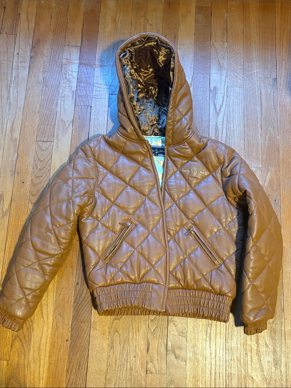 Baby Phat Quilted Hooded Brown Jacket